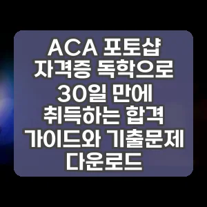 ACA 포토샵 자격증 독학으로 30일 만에 취득하는 합격 가이드와 기출문제 다운로드