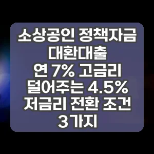 소상공인 정책자금 대환대출 | 연 7% 고금리 덜어주는 4.5% 저금리 전환 조건 3가지