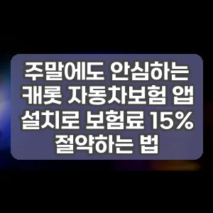 주말에도 안심하는 캐롯 자동차보험 앱 설치로 보험료 15% 절약하는 법