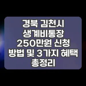 경북 김천시 생계비통장 250만원 신청 방법 및 3가지 혜택 총정리