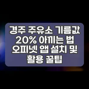 경주 주유소 기름값 20% 아끼는 법 오피넷 앱 설치 및 활용 꿀팁