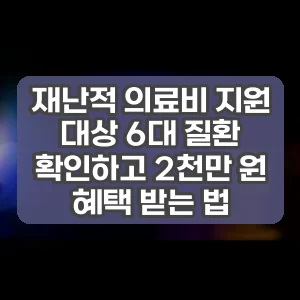 재난적 의료비 지원 대상 6대 질환 확인하고 2천만 원 혜택 받는 법